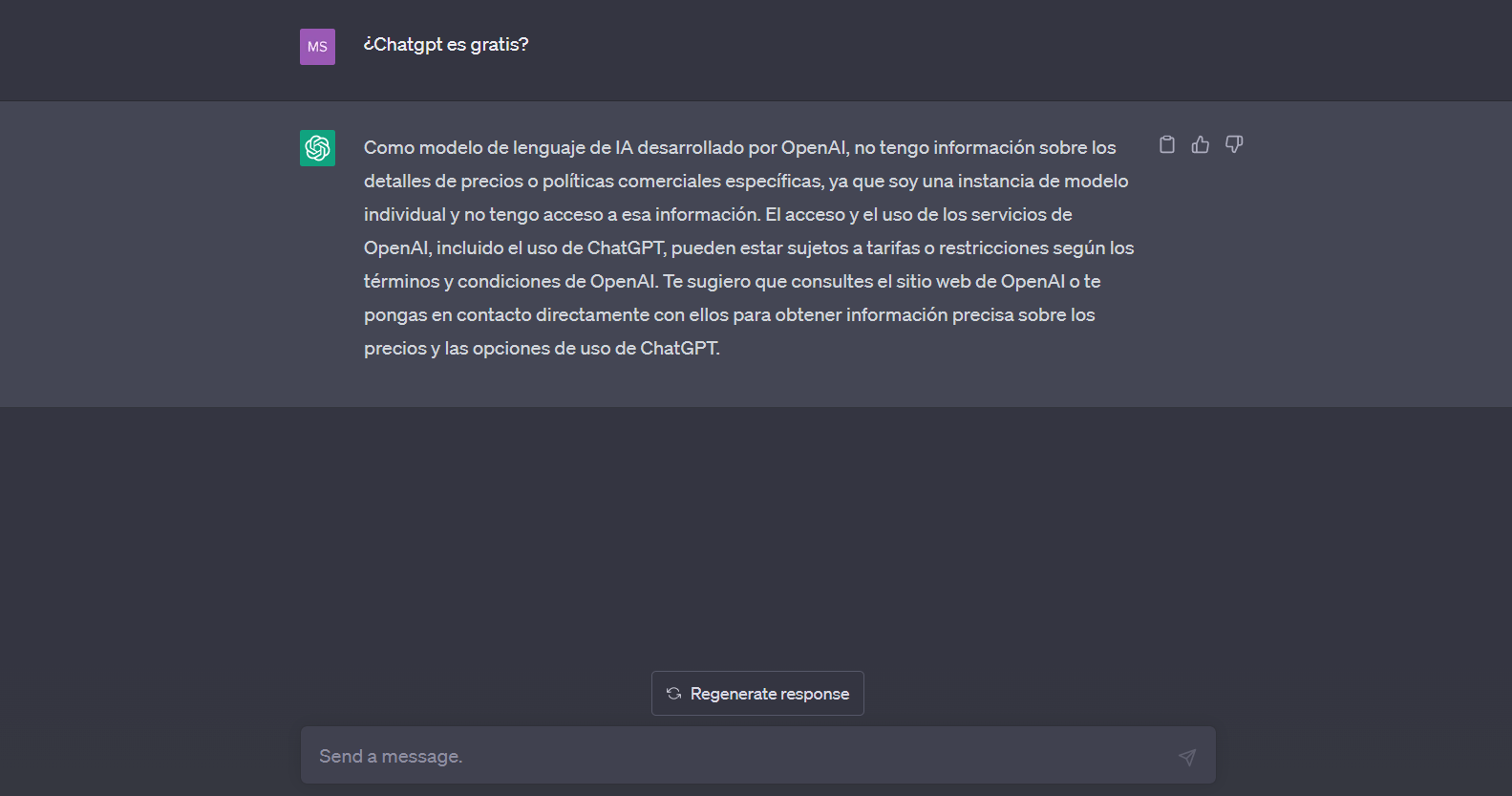 Captura de pantalla - Chatgpt es gratis